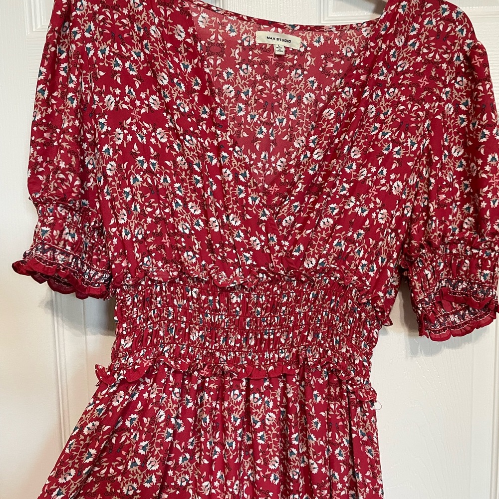 Red Maxi dress with elastic waist. Never worn.